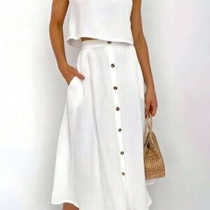 Brand new SHEIN White Button-Front Midi Skirt and top.